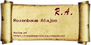 Rozenbaum Alajos névjegykártya